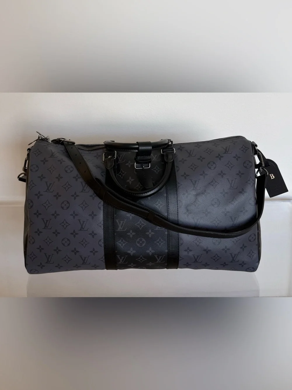 LOUIS VUITTON Keepall 50 Bandoulière in Monogram Eclipse Reverse - 💯 AUTHENTIC